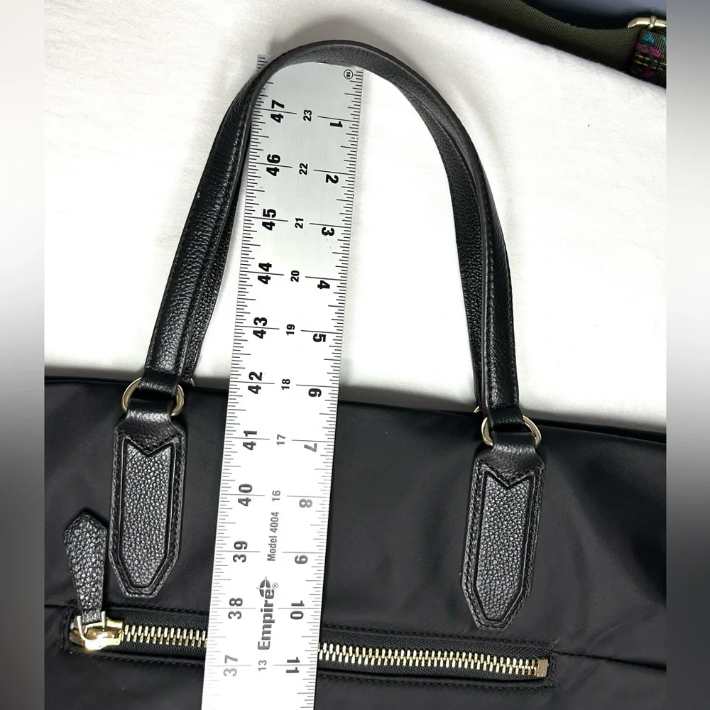 Aimee Kestenberg Nylon Leather Crossbody Tote Bag Satchel Purse XL Black‎ Boho